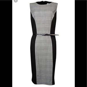 Calvin Klein black and white houndstooth Dress